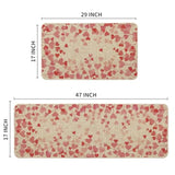 Pink Love Heart Valentines Kitchen Mats Set Of 2, Home Decor Low-Profile Kitchen Rugs For Floor - 17X29 And 17X47 Inch