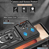 For Samsung Galaxy A32 5G Case With Hd Screen Protector, Heavy Duty Shockproof Phone Cover With Magnetic Kickstand Ring For Galaxy A32 5G,Black