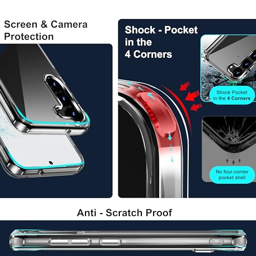 Kickstand for  Galaxy S23 Case, 3-Way Adjustable with Metal Stand, Military-Grade Shockproof Bumper, Slim Transparent Acrylic Back Cover,