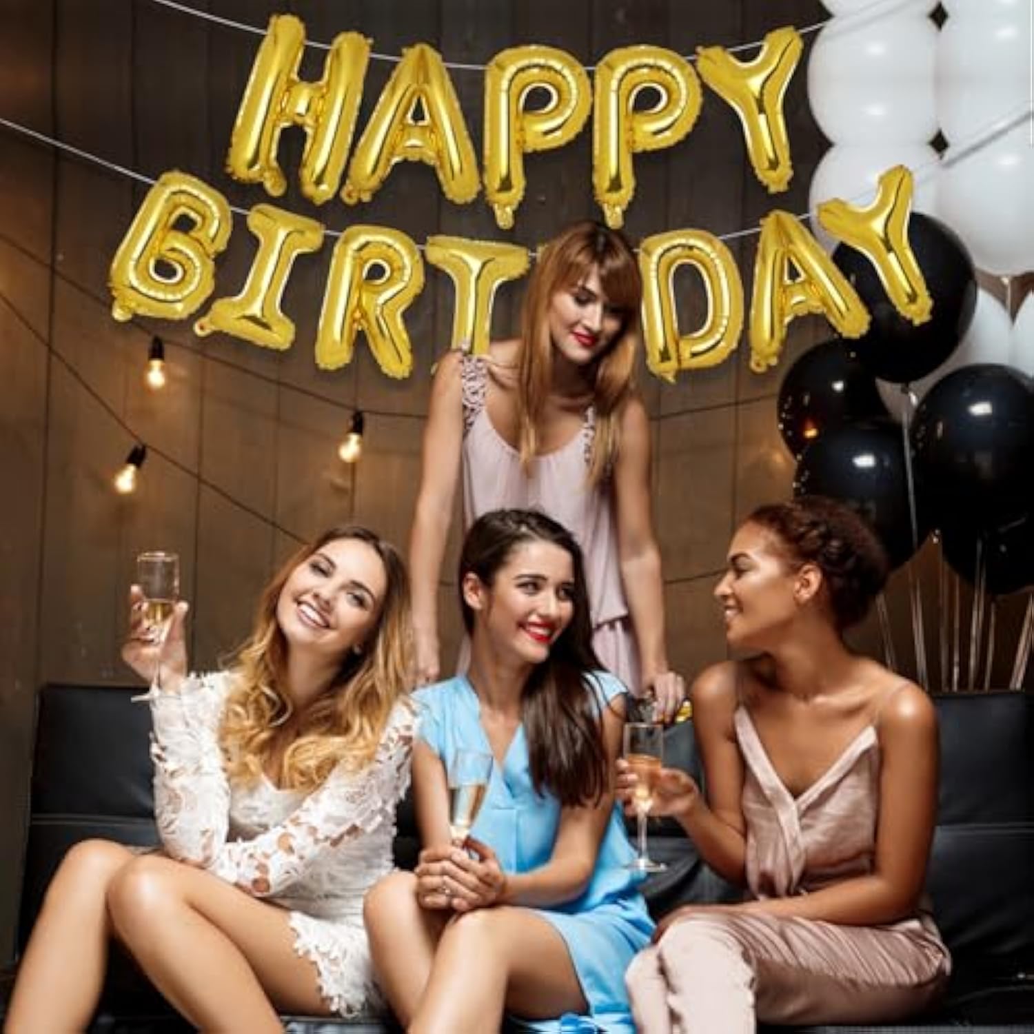 Gold Happy Birthday Banner, 16 Inch Mylar Foil Letters Birthday Sign Banner Balloon Reusable Inflatable Party Decor And Event Decorations For Kids Boys Men Adults Ecofriendly Party Supplies