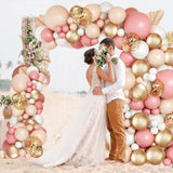 Pink Orange Balloon Garland Kit, Hot Pink Orange Light Pink Metallic G