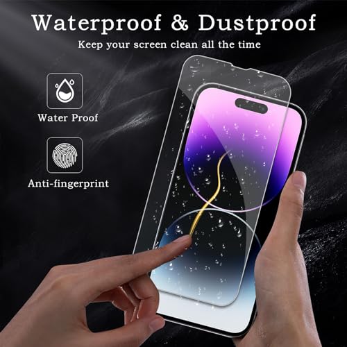 3 Pack Screen Protector for iPhone 14 Pro+2 Pack Camera Lens Protector, Tempered Glass Film, Ultra HD 9H Hardness Case Friendly Anti Scratch Bubble