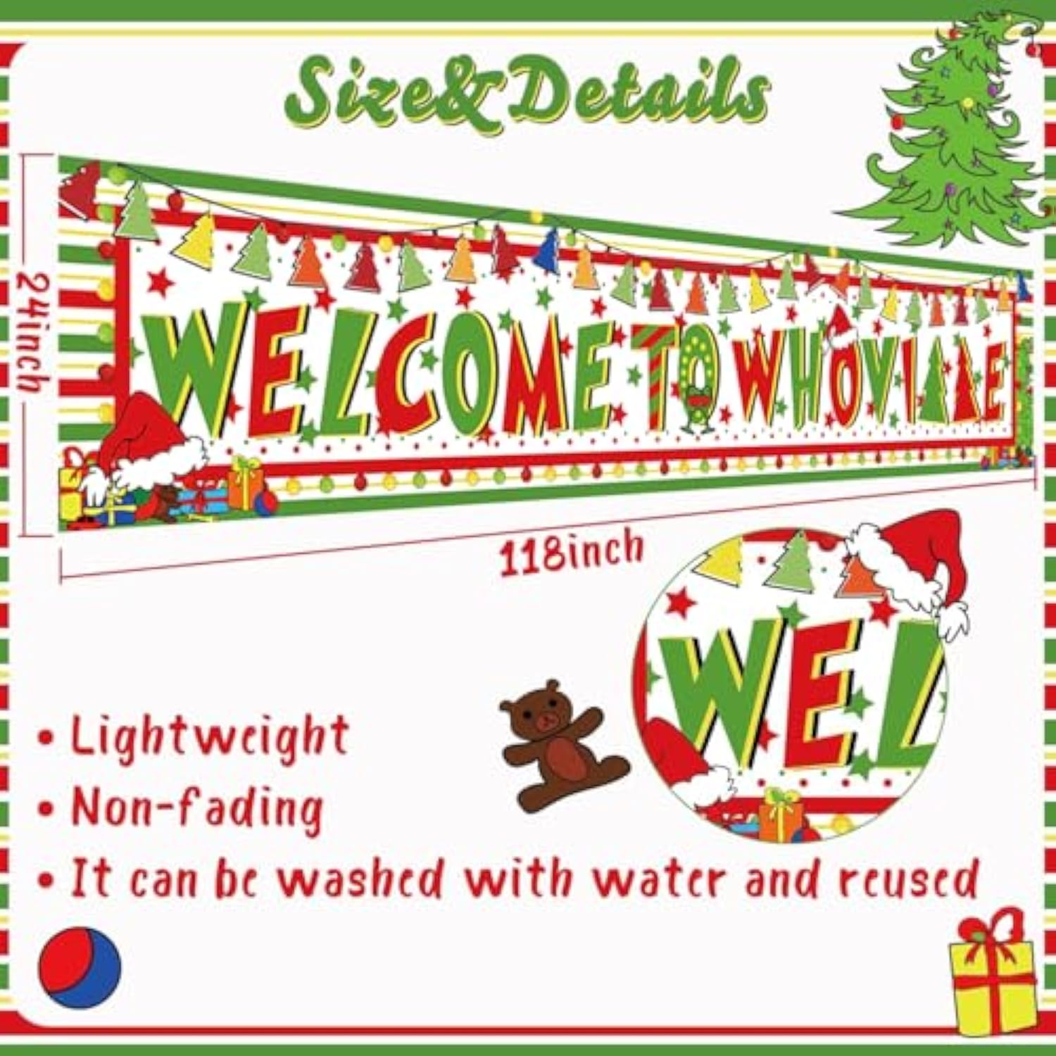Large Christmas Decorations Banner Merry Christmas Yard Sign Hanging Banner Outdoor Christmas Decorations Backdrop Home Decor Indoor Xmas Eve Vacation Holiday Party Supplies