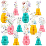 12 Pcs Wildflowers Honeycomb Centerpieces Flower Birthday Party Decoration Floral Honeycomb Spring Summer Theme Table Centerpieces Decorations For Little Wildflower Baby Shower Supplies