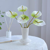 8 Pcs 24Inch Artificial Anthurium Lily Flowers Permanent Flower For Home Decoration Bouquet And Green Leaf,Wedding Festival Decoration Flower Arrangement (White)