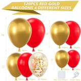 120Pcs Red Gold Balloon Garland Kit with Confetti Balloons for Valentine Wedding Party