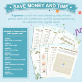 Baby Shower Games Set-8 Games,Fun And Easy To Play,Includes Baby Shower Bingo,Price Is Right,Guess Who Mommy Or Daddy,Word Scramble,Prediction And Advice,How Big Is Mommys Belly,Pacifier Hunt