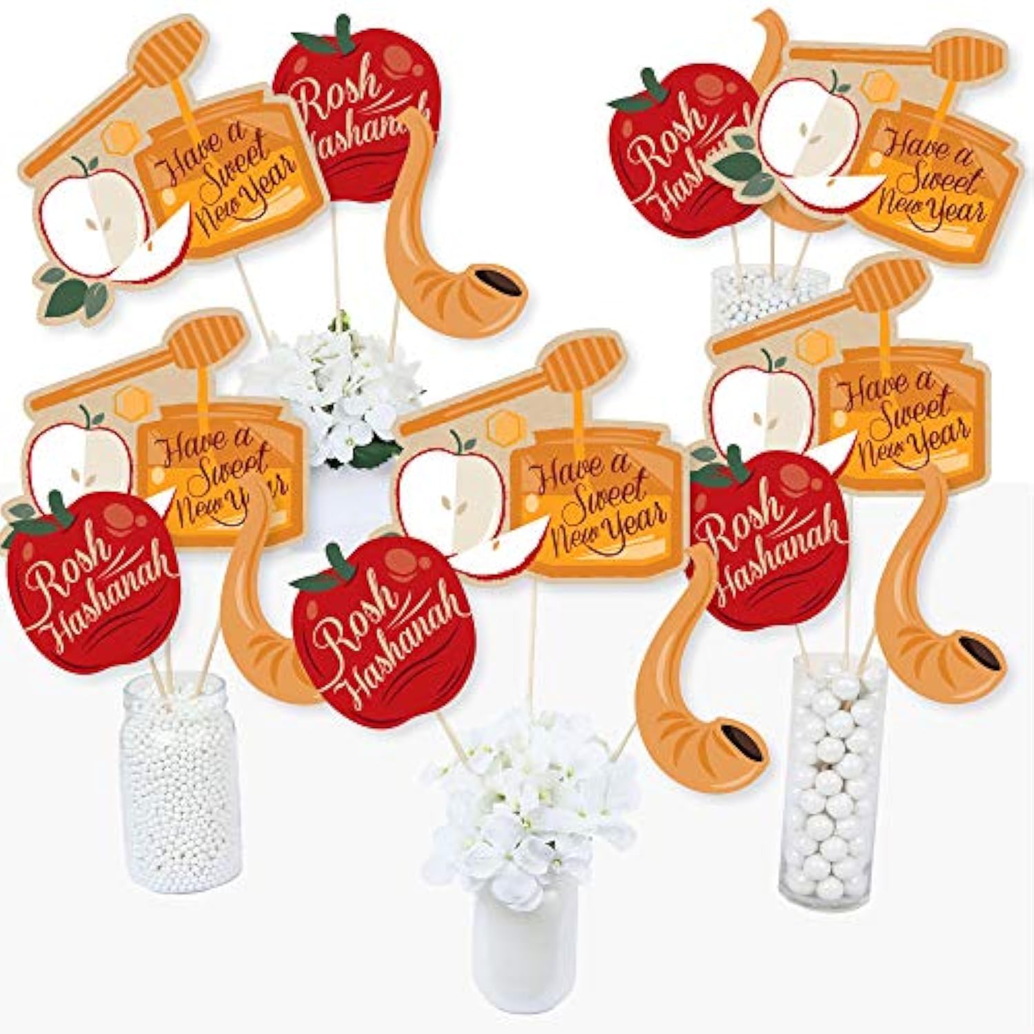 15-Piece Rosh Hashanah Centerpiece Sticks Table Toppers for Jewish New Year