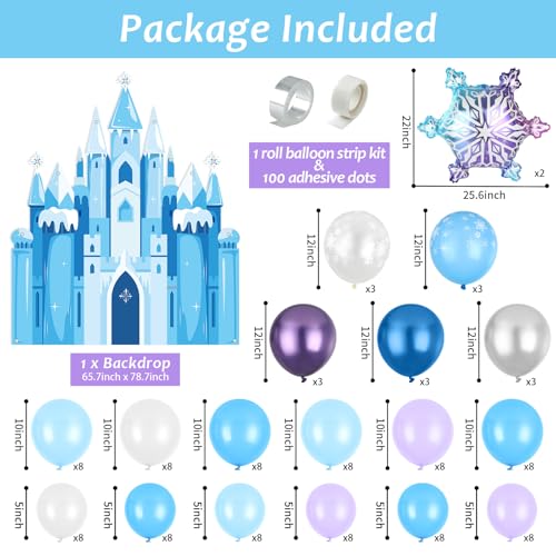 Snow Balloon Garland Arch Kit Winter Wonderland Princess Party Decorations