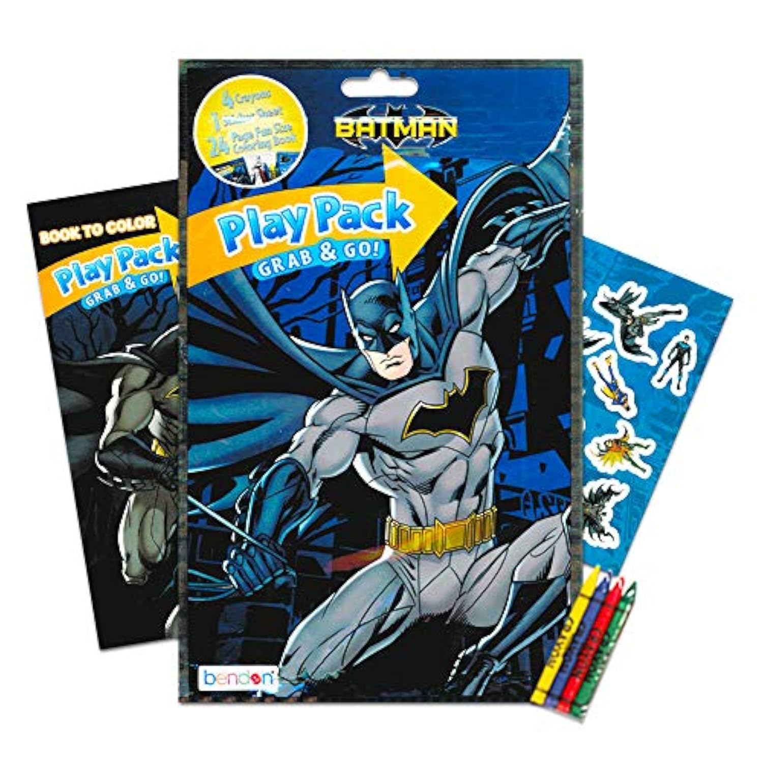 DC Comics Batman Party Favors Pack ~ Bundle of 12 Batman Play Packs Filled with Stickers, Coloring Books, Crayons with Bonus Loot Bags, Harley Quinn Patches, and Door Hanger (Batman Party Supplies)