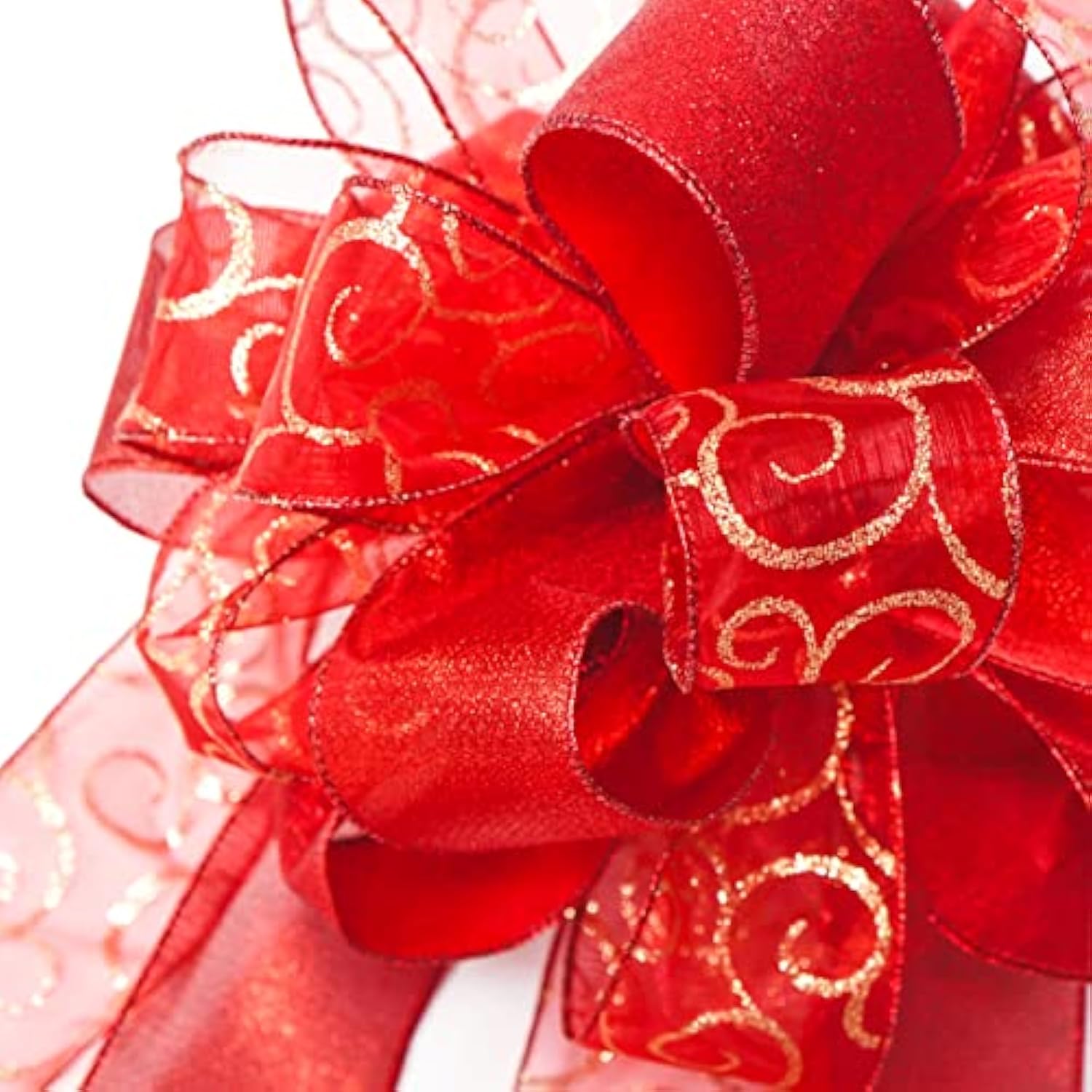 11" Wide Red Christmas Tree Topper Bow 4 Tails Streamers With 3 Yards Long Each For Home Decoration Treetop Handmade Bow Ornament Holiday Party