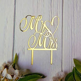 Mr And Mrs Cake Topper, Bride And Groom Sign Wedding, Engagement Cake Toppers Decorations (Mirror Gold Acrylic)