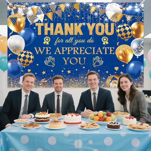 We Appreciate You Backdrop Thank You Appreciation Banner Thank You for All You Do Banner Employee Staff Appreciation Gifts Teacher Doctor Retirement Appreciation Party Decor 70.8 x 43.3 inch