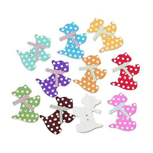 50 Pack Mixed Creative Cute Dog Shaped Wooden Buttons Children Diy Dec