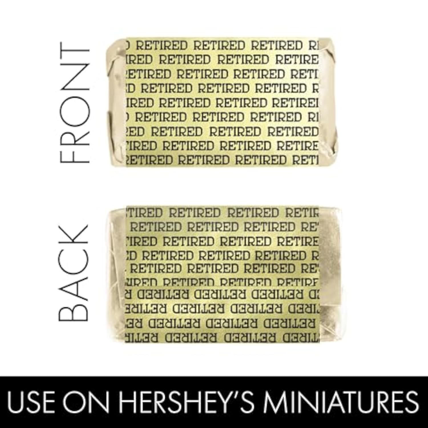 Black And Gold Retirement Mini Candy Bar Wrappers – 42 Stickers, Shiny Gold Foil Labels For Retirement Party Favors, Candy Buffet, And Decorations