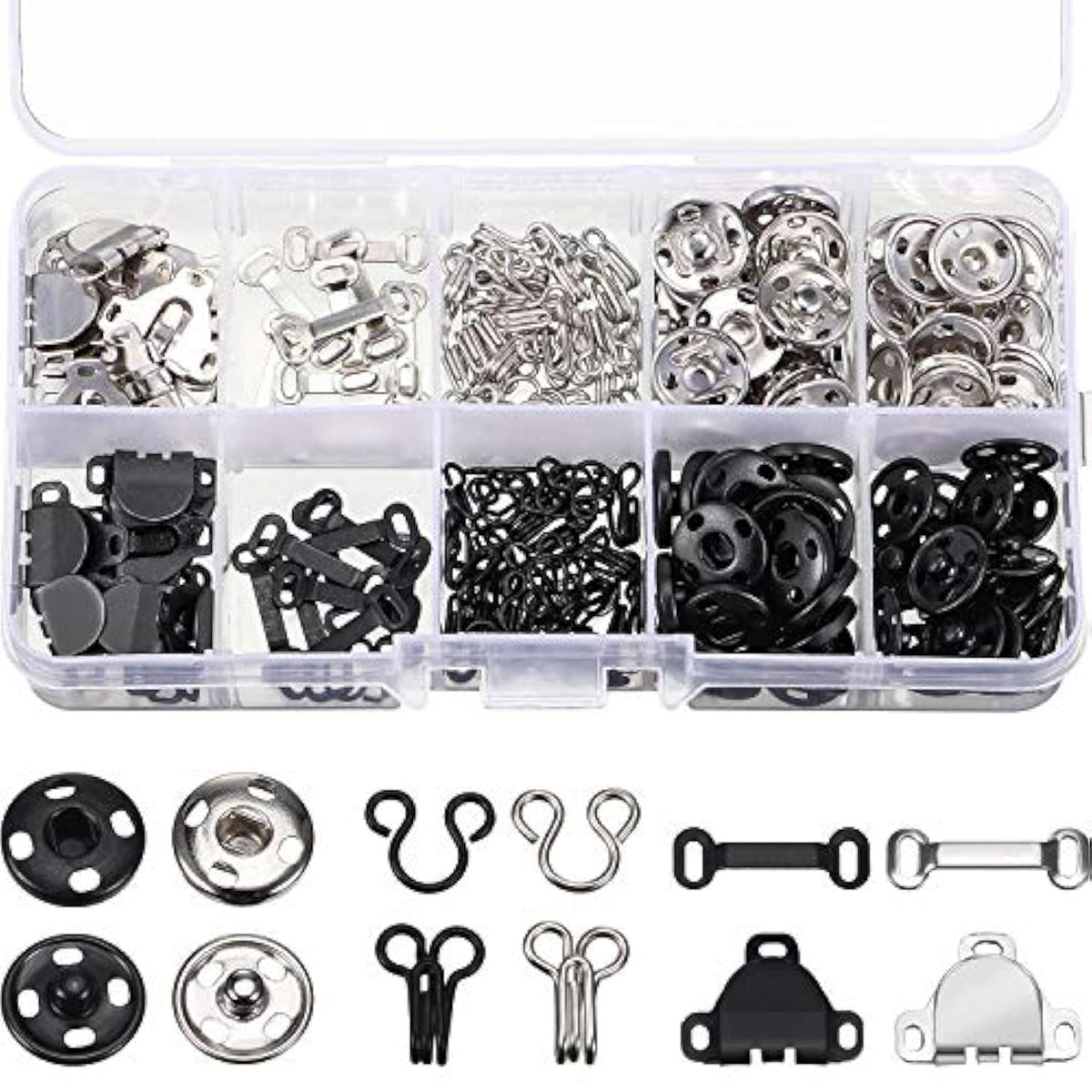 100 Pairs 3 Styles Skirt Sewing Hooks And Eyes, Sewing Snaps Kit Hook