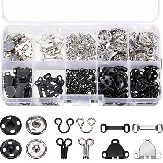 100 Pairs 3 Styles Skirt Sewing Hooks And Eyes, Sewing Snaps Kit Hook