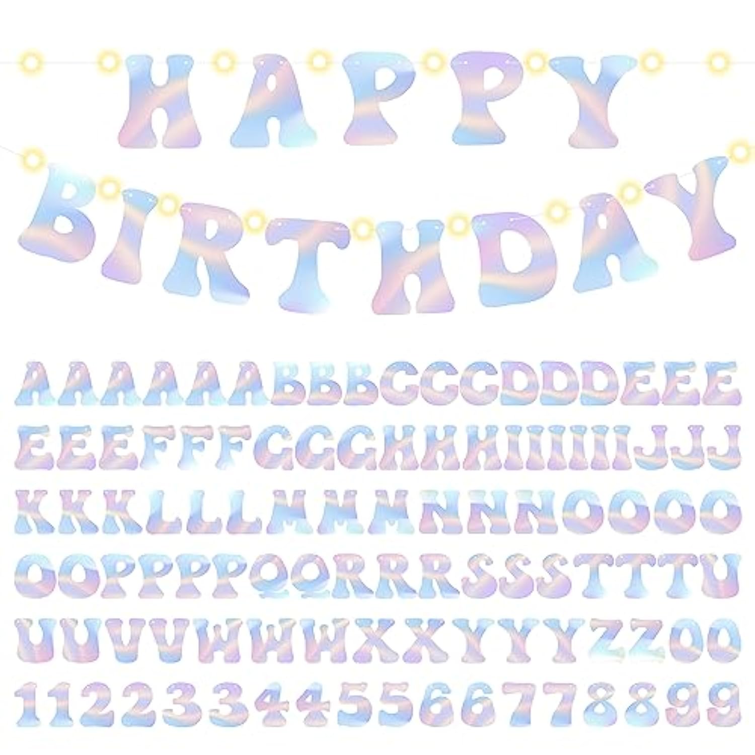 Diy Party Holographic Banner - 112Pcs Make Your Own Customize Letters With Lights Holographic Banners Kit For Birthday Baby Shower Valentines House Warming Wedding Holiday Party Decoration