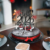 "Hello 2026" Happy New Year Cake Topper Goodbye 2025 Party Decor
