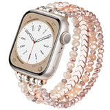 Beaded Bracelet Compatible With Apple Watch Band 38Mm/40Mm/41Mm/42Mm?Series 10? 9/8/7/Se/6/5/4/3/2/1 Women Fashion Handmade Elastic Stretch Strap For Iwatch Bands Replacement Rose Gold