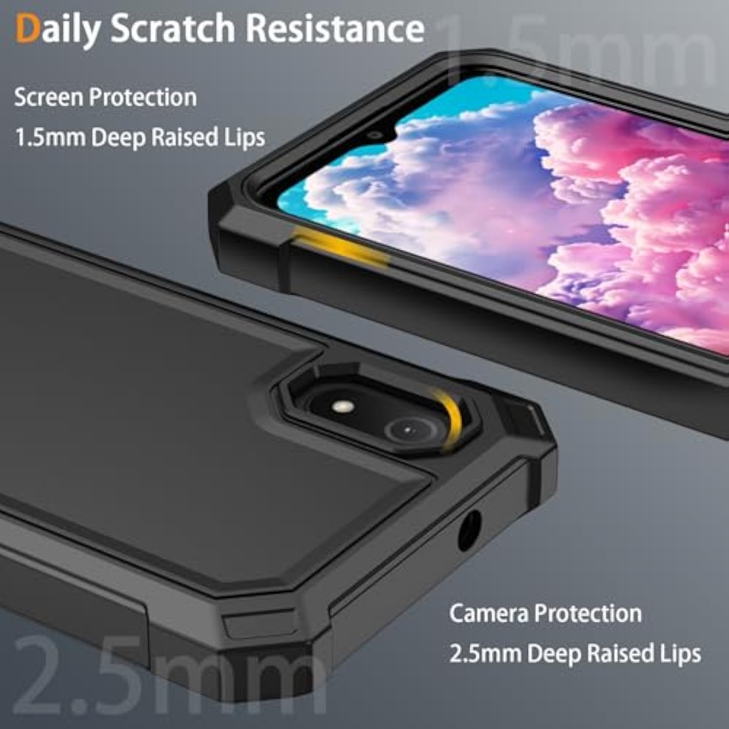 For Cloud Mobile Stratus C8 Phone Case With Tempered Glass Screen Protector,Slim Soft Silicone Full-Body Protective Cover (Cloud Mobile Stratus C8,Black)