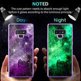 For Galaxy Note 9 Case, Slim Fit Glow In The Dark Shockproof Hybrid Hard Pc Soft Tpu Bumper Drop Protective Girls Women Men Phone Cover For Samsung Galaxy Note 9 6.4", Purple Galaxy