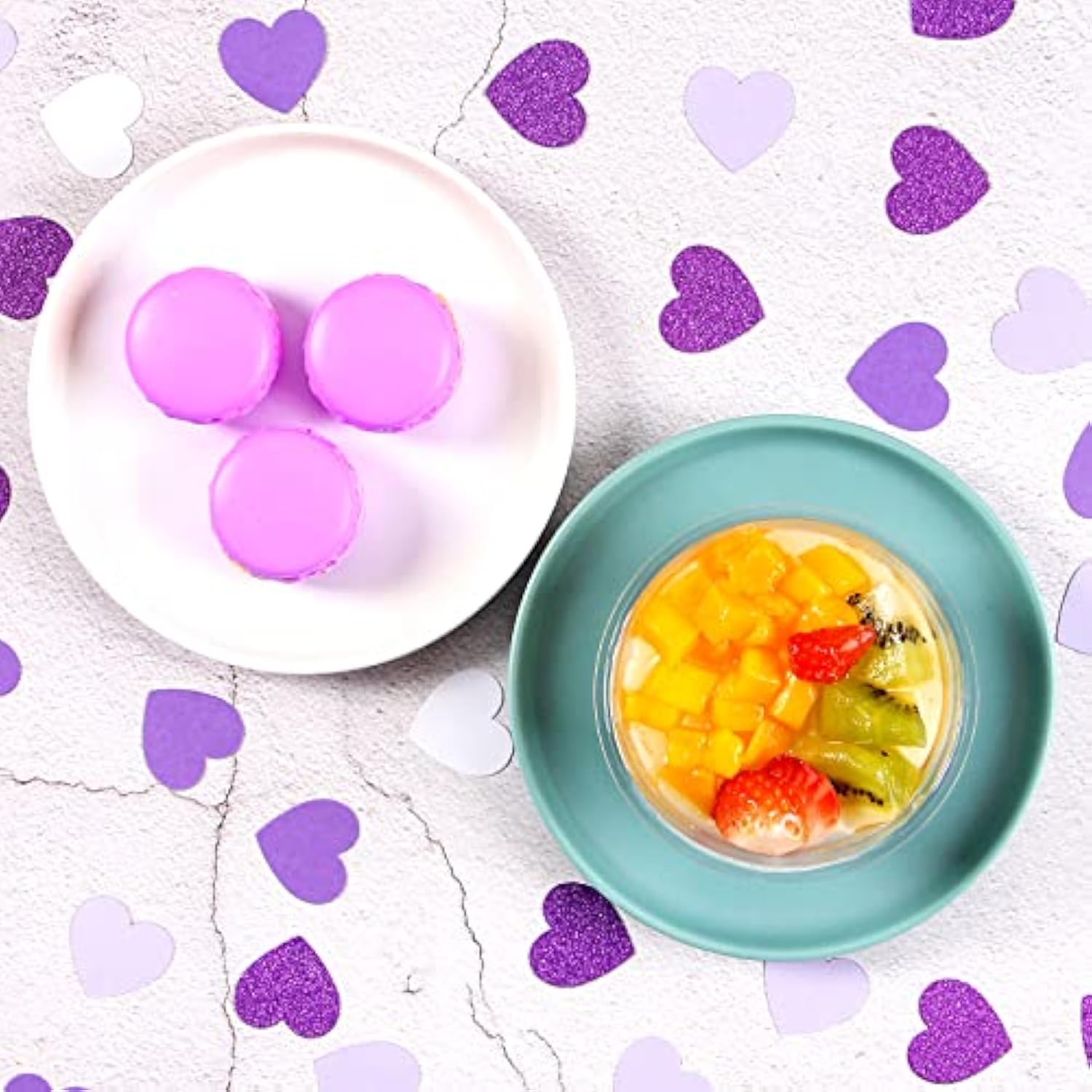 Purple White Lavender Heart Confetti - 300Pcs Valentines Mothers Day Decor Glitter Paper Dots Bridal Baby Shower Wedding Bachelorette Engagement Birthday Party Table Decorations