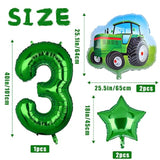 5Pcs Tractor Balloons, Green Tractor Birthday Number Mylar Foil Balloon Farm Theme 3Rd Birthday Party Supplies Decor (3Rd)