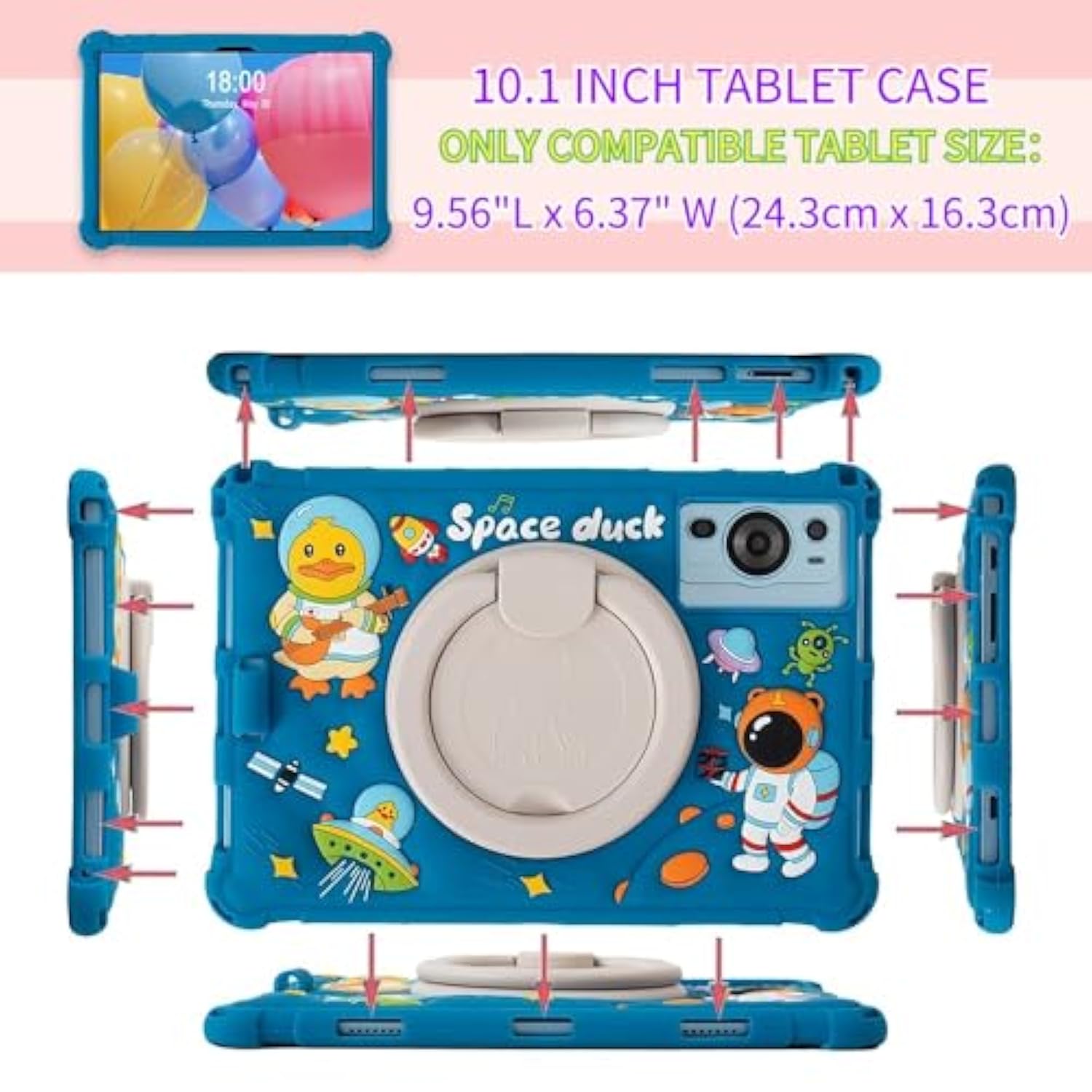 10.1Inch Android Tablet Case For Okaysea/Byybuo/Qunyico/Moderness/Plimptom/Onn/Apolosign/10.1Inch Tablet Universal Cute 3D Cartoon Case (Pink Insects)