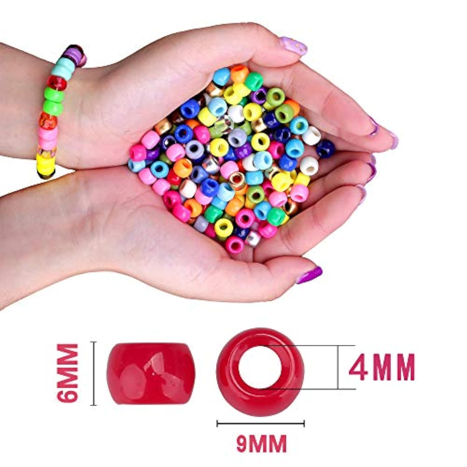 200pcs 9mm Pony Beads Kit – 24 Colors for Bracelets, Crafts & Gifts