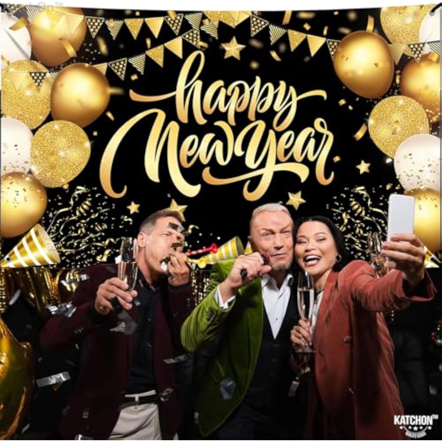 Xtralarge Happy New Year Banner 72x44 Inch 2026 Party Backdrop