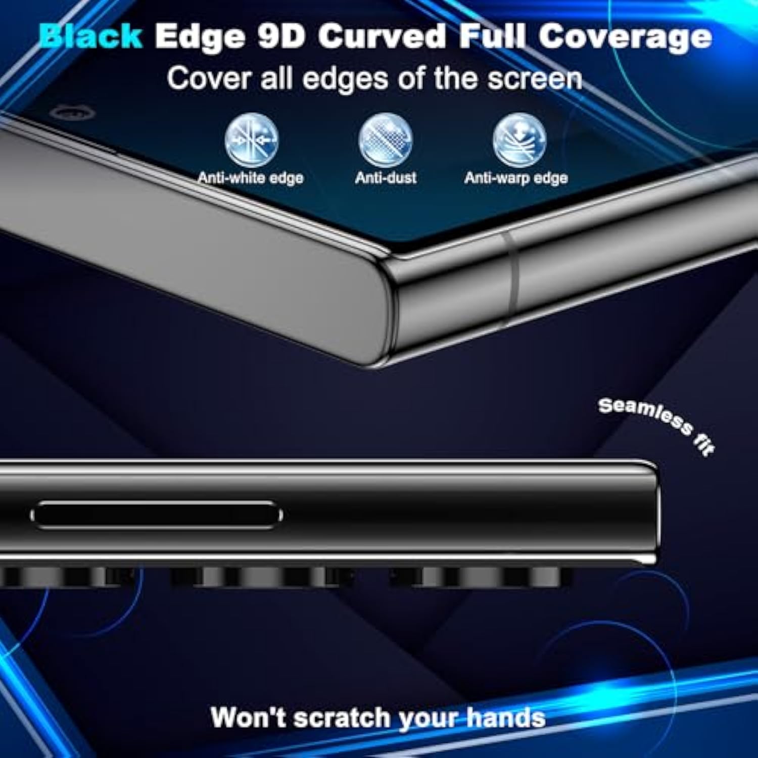 2 Pack For Samsung Galaxy S24 Ultra Privacy Screen Protector Tempered Glass, Anti-Spy, Full Coverage, S24 Ultra Accessories, Case Friendly, Easy Installation