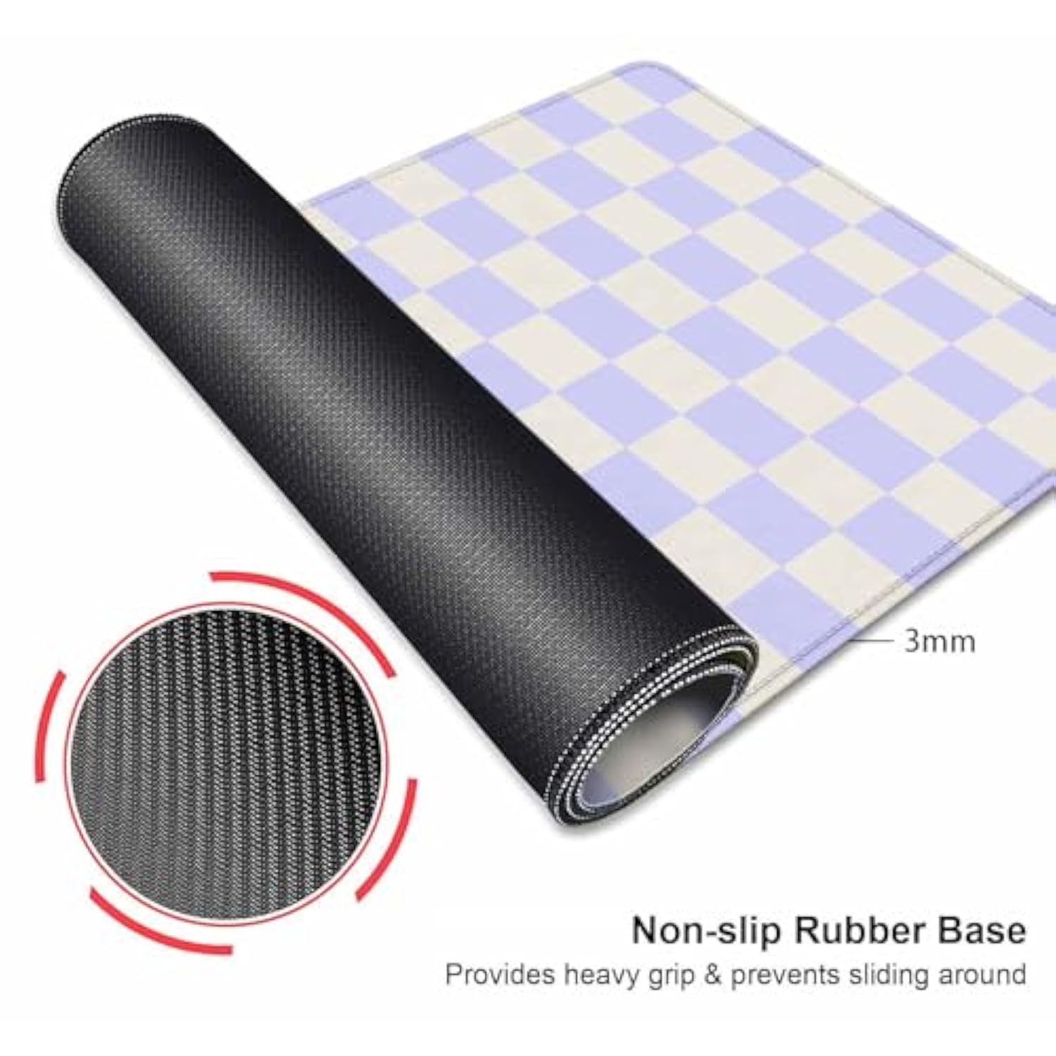 Pastel Purple Checkered Desk Mat, Aesthetic Pink Pattern Office Decor Extra Large Mouse Pad, Laptop Pad Mat, Game Mat, 35.4 X 15.7 In