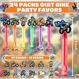 Dirt Bike Party Favors For Kids – 24Pcs Motocross-Themed Bubble Wands, Great For Birthday Supplies, Pinata Fillers, Goodie Bags & Classroom Rewards