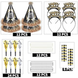 78pc New Year’s Eve 2026 Party Supplies Hair Hoops Noise Makers Hats Necklaces