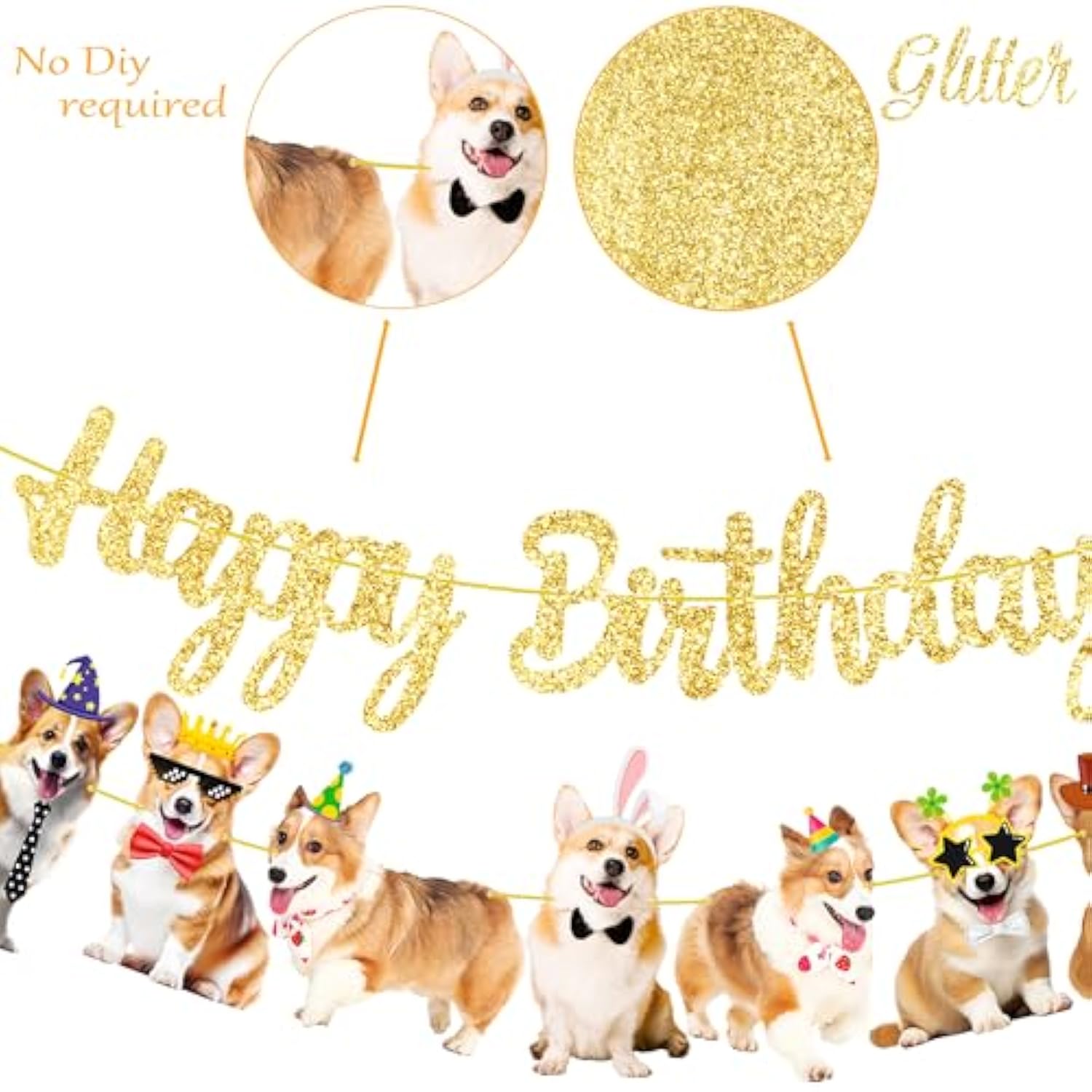 Corgi Birthday Party Banners 3Pcs Corgi Birthday Decorations Dog Banner Dog Party Decorations For Pet Puppy Baby Shower Supplies