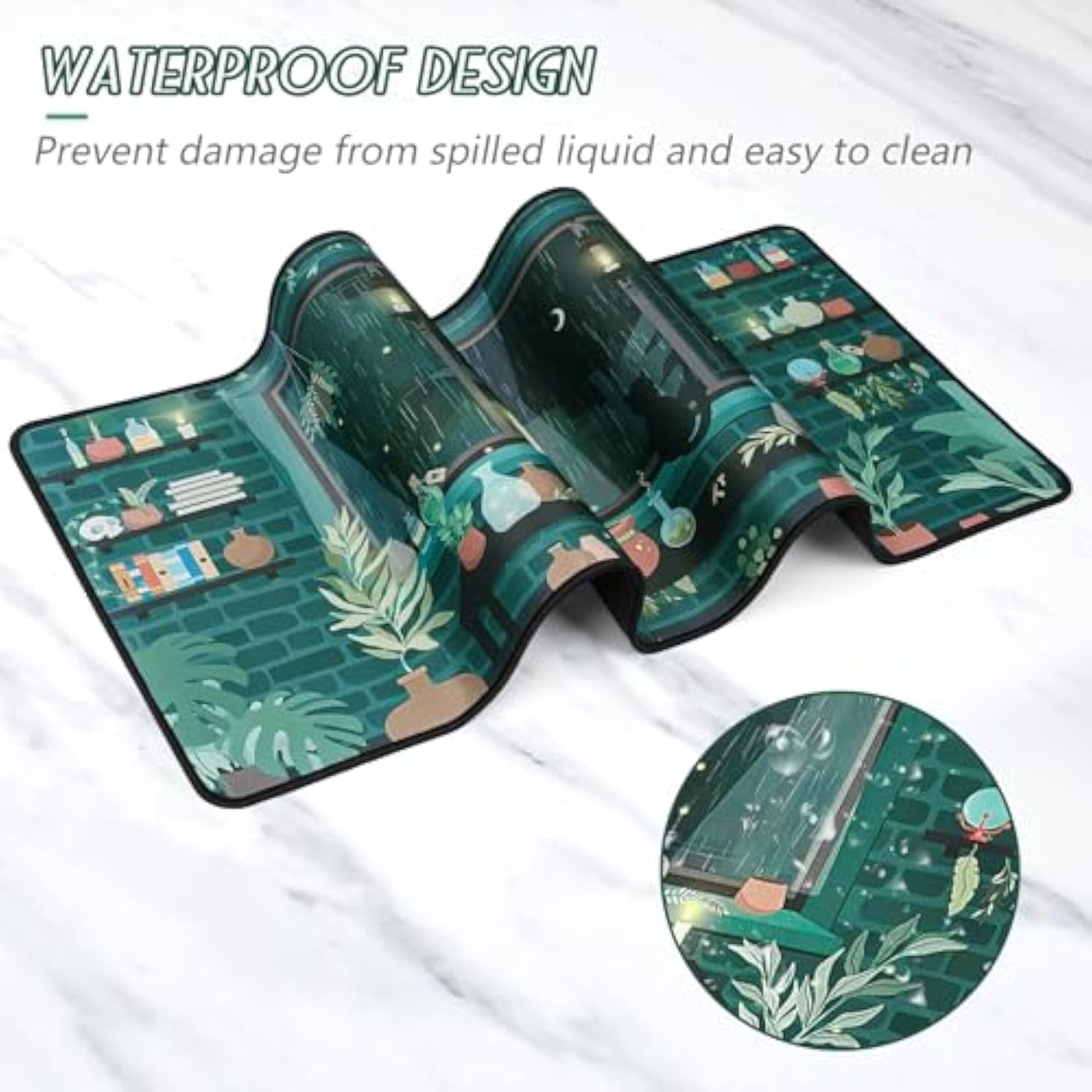 Gaming Desk Pad (31.5 X 11.8 X0.12 Inch) Washable Laptop Desk Mat, Japanese Anti-Slip Rubber Base, Extended Mouse Pad For Office & Home