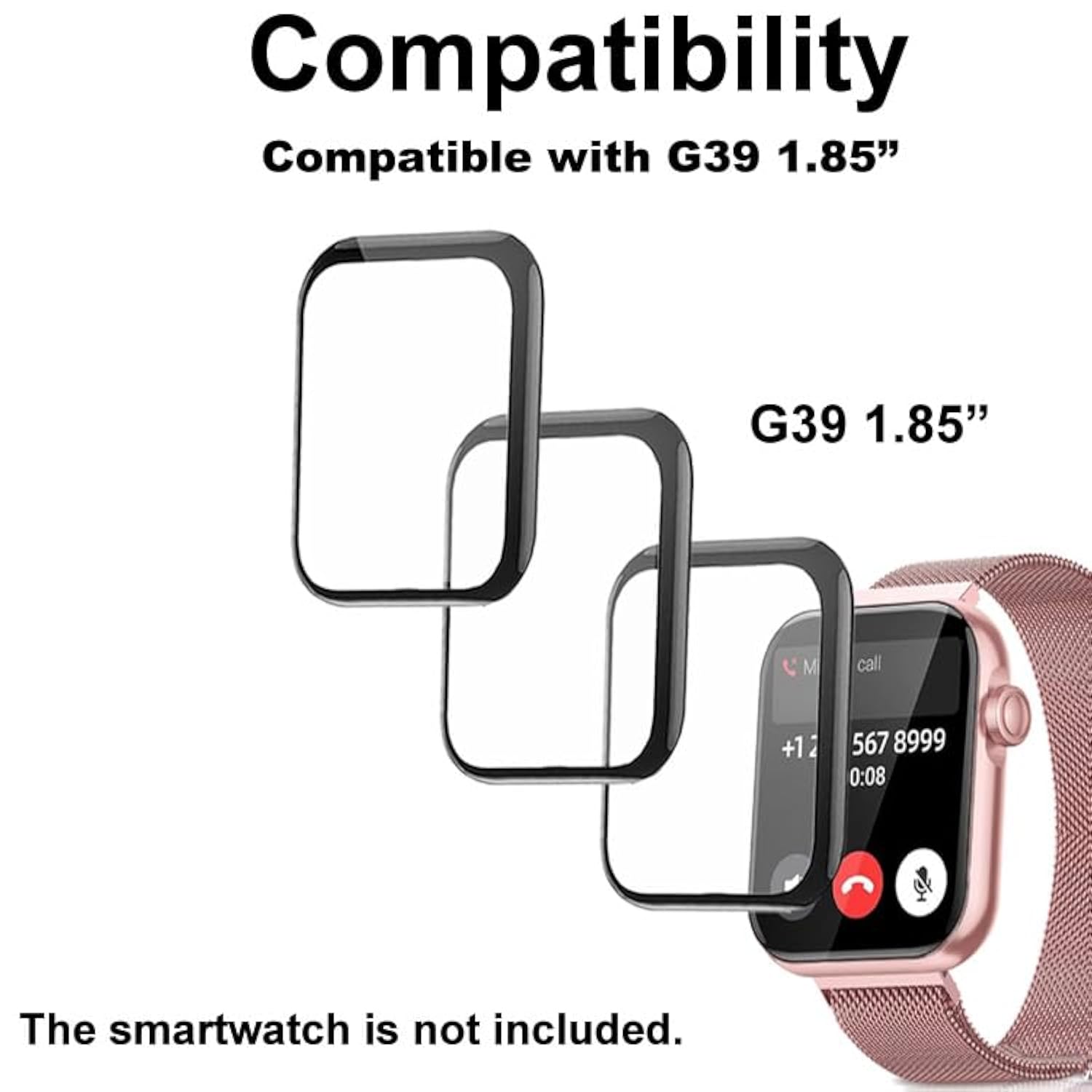 Screen Protector Compatible With 1.85” Kacubaku Akumaka Dekelife G39 And Fitniv Iw2 Smartwatch?3D Pmma, 3Pcs