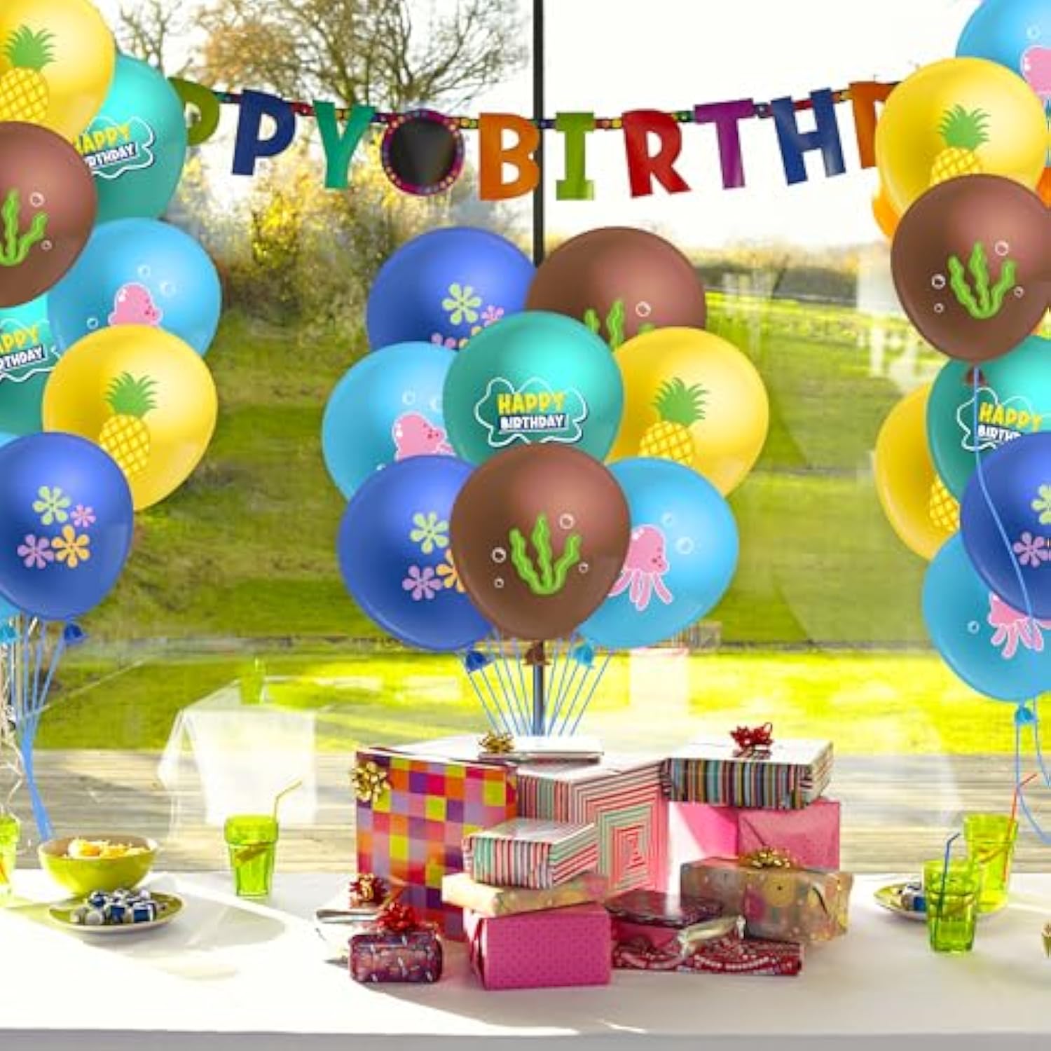 50Pcs Pineapple Balloons, Summer Tropical Latex Arch for Birthday, Baby Shower, Luau Party