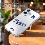 MLB Los Angeles Dodgers Shockproof Phone Case for iPhone 17, Silver-Plated Back with Raised Camera Protection, LA Dodgers Gift