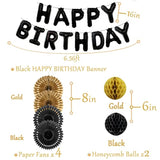 Black And Gold Party Birthday Decorations Men Black Happy Birthday Banner Black Gold Balloons Foil Fringe Curtain Bday Decor Women Boys 13Th 16 18Th 21St 25Th 30Th 40Th 50Th 60Th 70Th