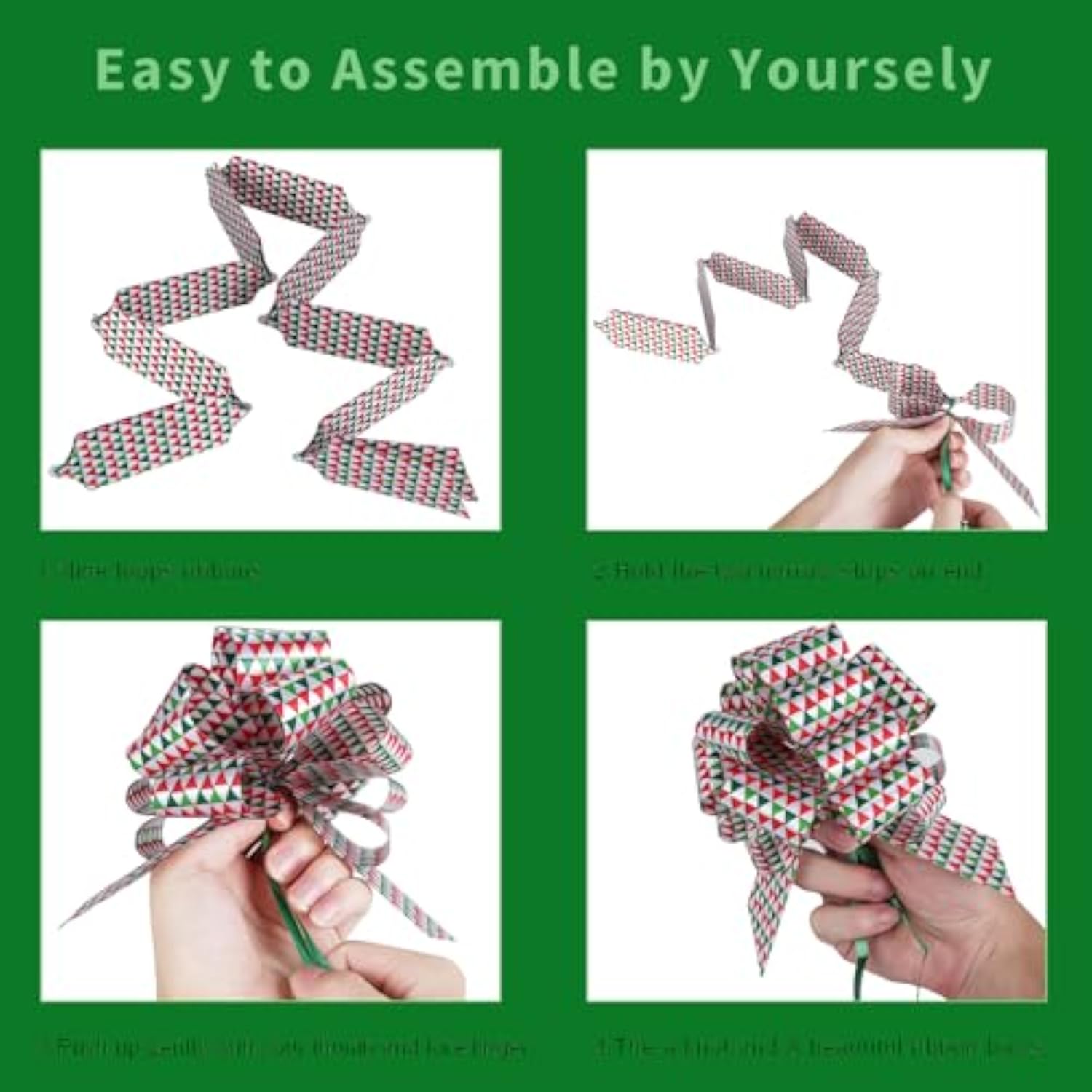 12Pcs Christmas Gift Wrap Bows With Ribbon 5Inch For Xmas Wrapping, Christmas Decorations, Florist Wrap (12Pcs)