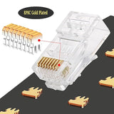 100-Pack Rj45 Pass Through Connector 23Awg Cat6A Cat6 Ethernet Connector Gold