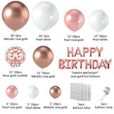 Rose Gold Balloons Garland Arch Kit - 5+12+18 Inch Rose Gold White Confetti Birthday Balloons Rose Gold Birthday Decorations For Women Girls Princess Engagement Wedding Party Decorations
