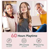 9S Over Ear Bluetooth Headphones, 60 Hours Playtime, Hifi Stereo, Deep Bass, Microphone, Foldable, Rose Gold
