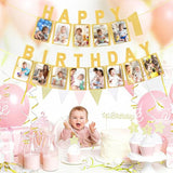 Custom Gold Glitter Happy Birthday Banner Party Decorations Kit Any Age
