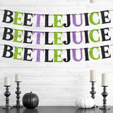 Pre Strung Beetlejuice Banner Purple Green Glitter Halloween Party Decor