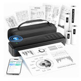 Inkless Portable Printer For Travel, Wireless Thermal Printer Support 8.5" X 11" Letter & A4 Thermal Paper, Small Mobile Compact Printer With Carry Case & 4 Rolls Thermal Paper