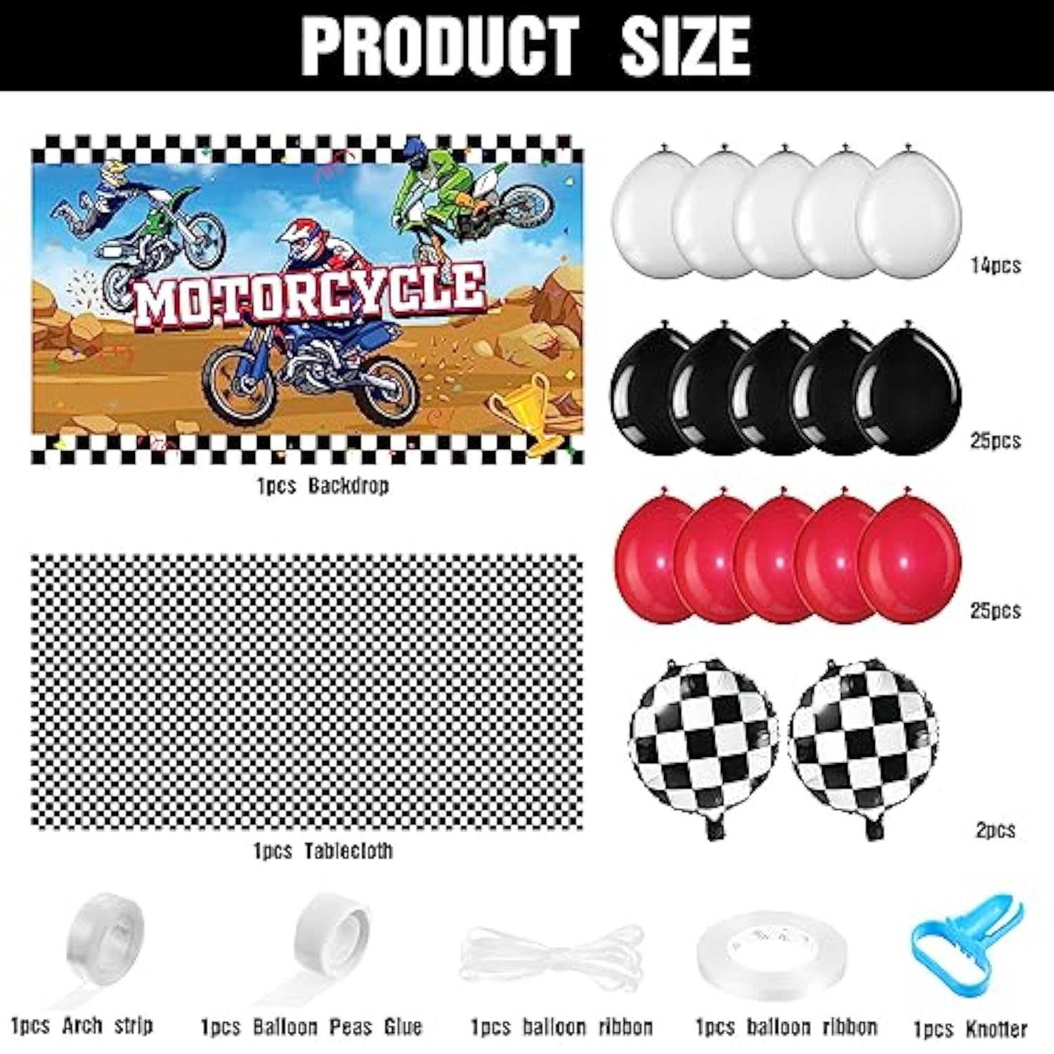 72 Pieces Motorcycle Truck Party Decorations Dirt Bike Motocross Backdrop Tablecloth With Balloons Extreme Truck Theme Decor Set For Birthday Party Supplies