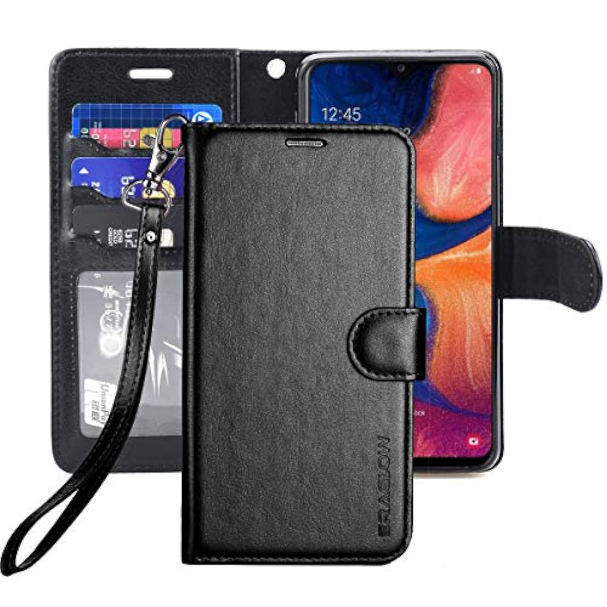 Galaxy A20 Case,Galaxy A30 Case,Premium Pu Leather Wallet Flip Protective Phone Case Cover W/Card Slots & Kickstand For Samsung Galaxy A20/A30 2019 (Black)